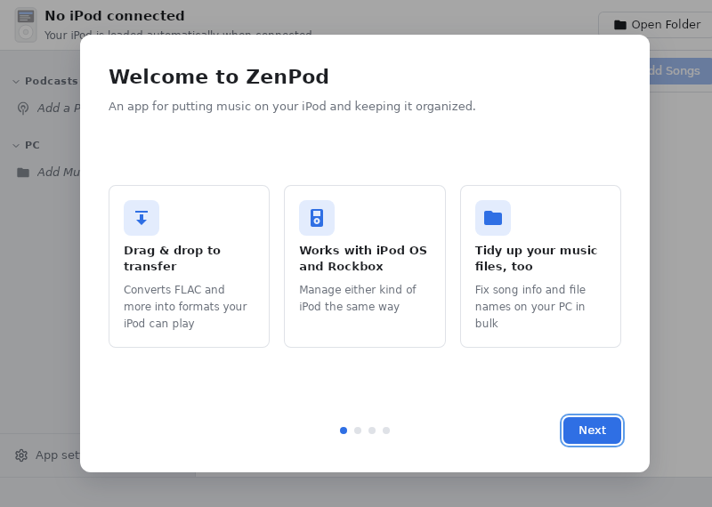 Screenshot of ZenPod