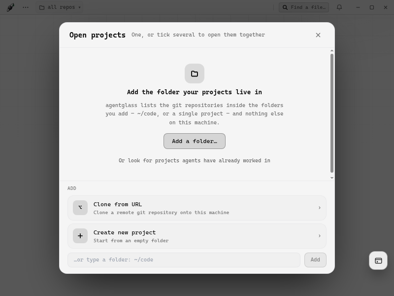 Screenshot of agentglass