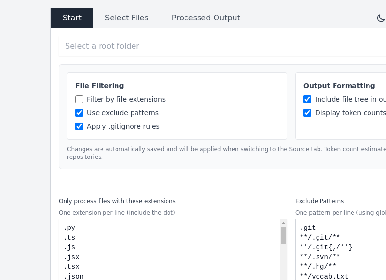 Screenshot of ai-code-fusion