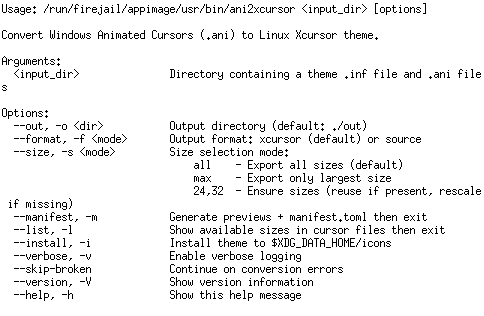 Screenshot of ani2xcursor