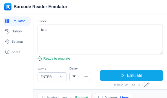 Screenshot of barcode-emulator-electron