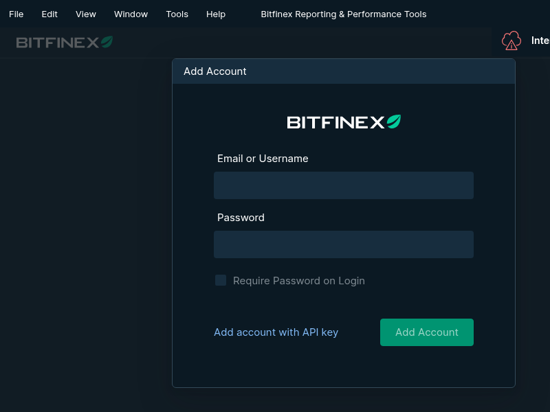 Screenshot of bfx-report-electron