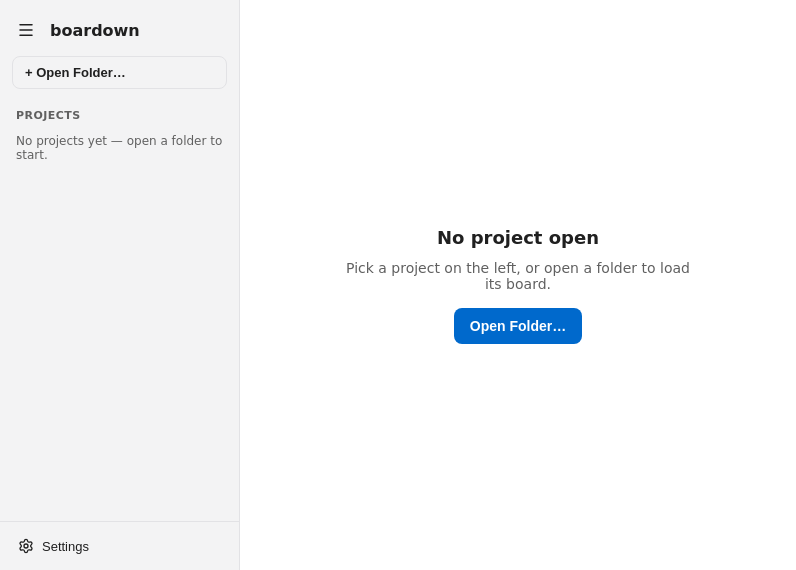 Screenshot of boardown
