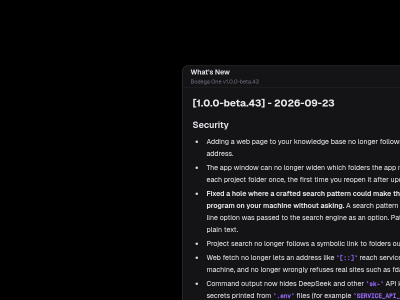 Screenshot of bodegaone-releases
