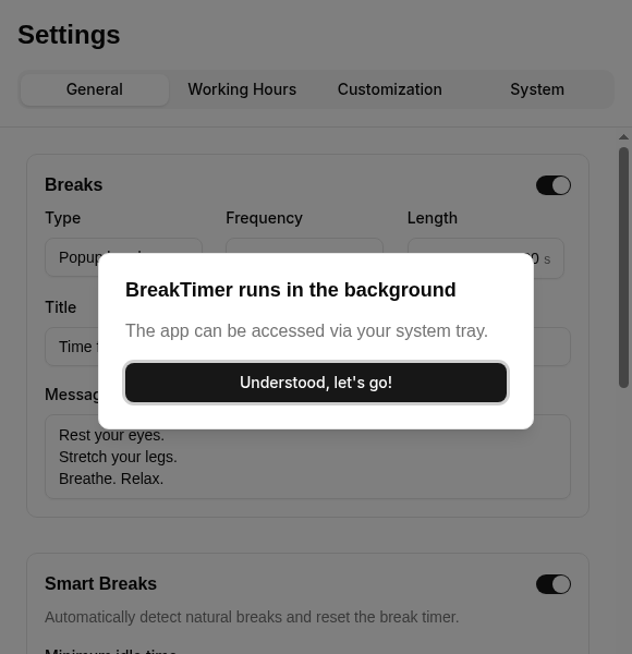 Screenshot of breaktimer-app