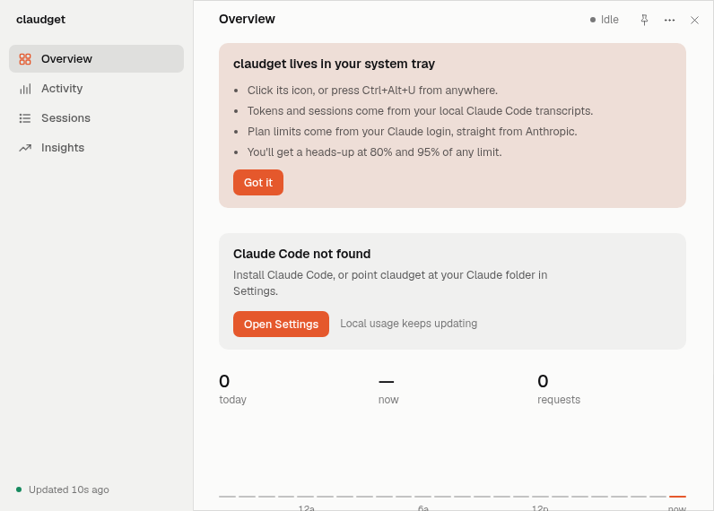 Screenshot of claudget