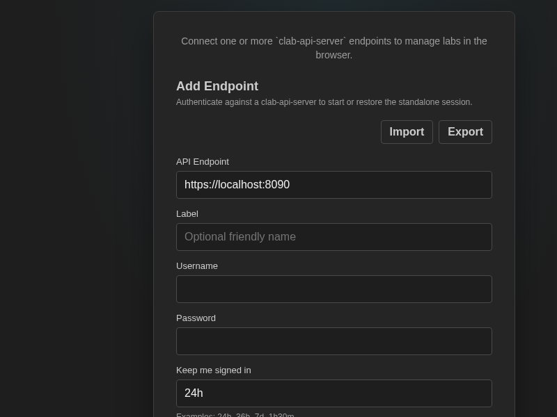 Screenshot of containerlab-app