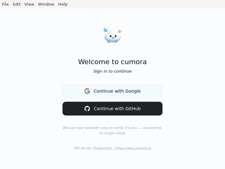 Screenshot of cumora-releases