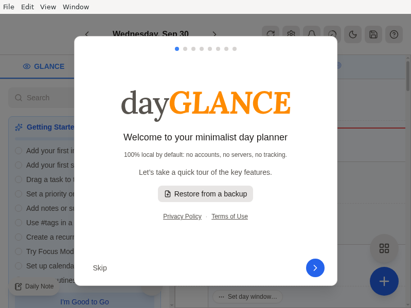 Screenshot of dayGLANCE