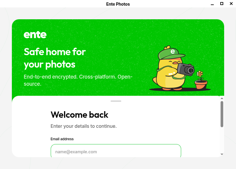 Screenshot of ente