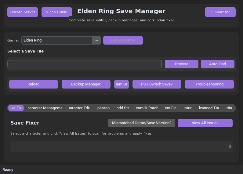 Screenshot of er-save-manager