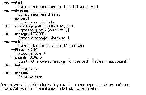 Screenshot of git-gamble