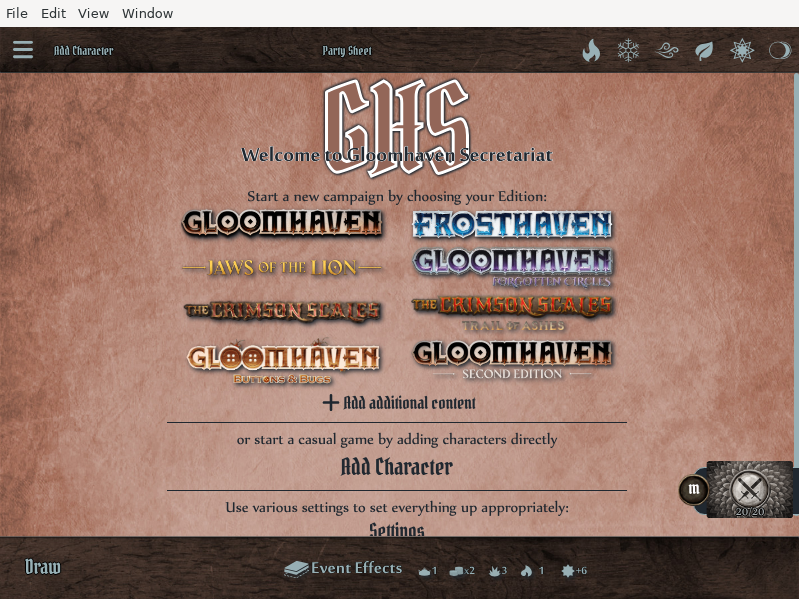 Screenshot of gloomhavensecretariat