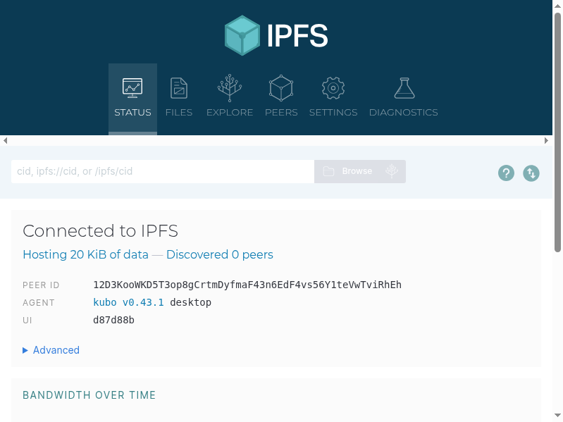 Screenshot of ipfs-desktop