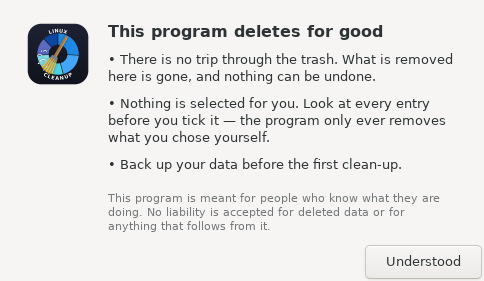 Screenshot of jsLinuxCleanup