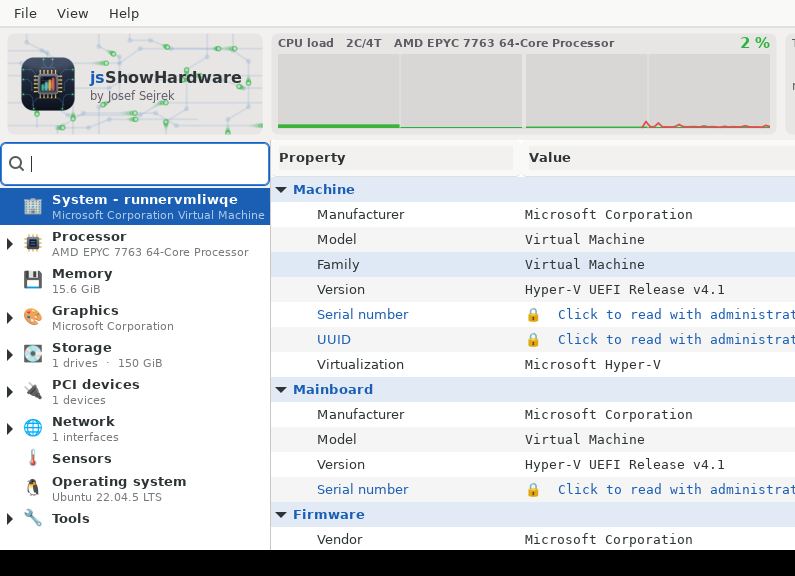 Screenshot of jsShowHardwareInfos
