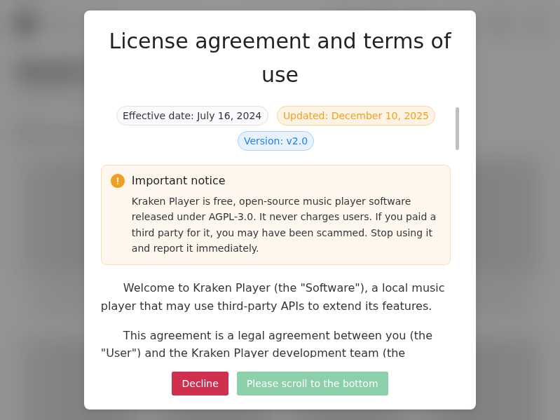 Screenshot of kraken-player