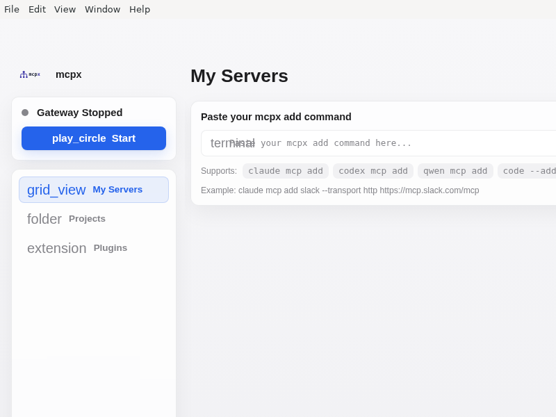Screenshot of mcpx