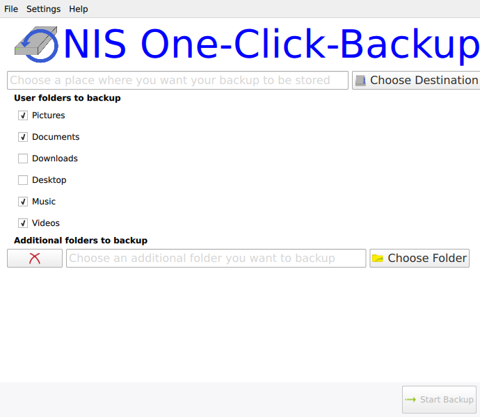 Screenshot of nis-one-click-backup