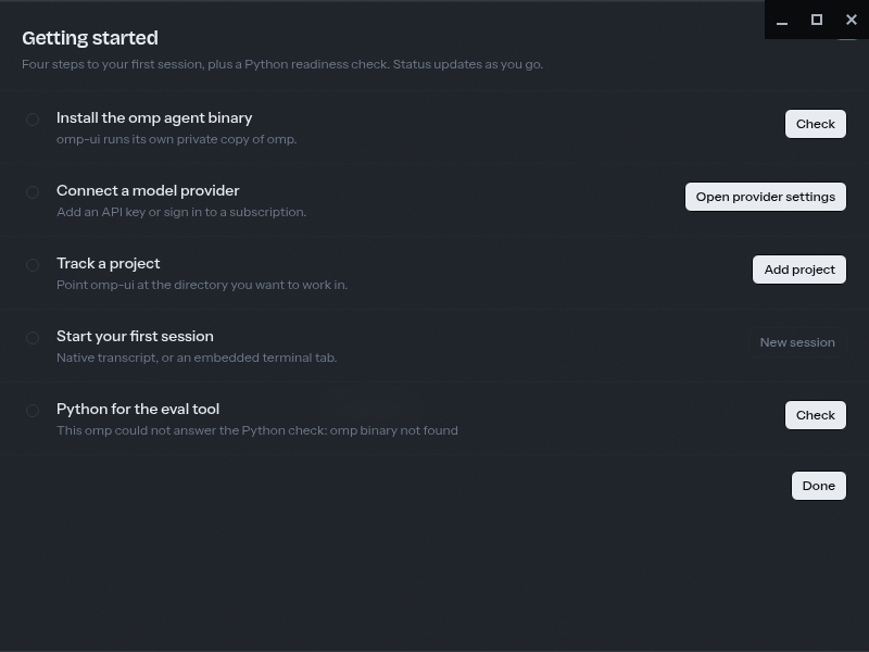 Screenshot of omp-ui