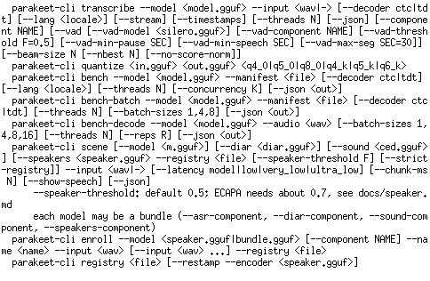 Screenshot of parakeet.cpp