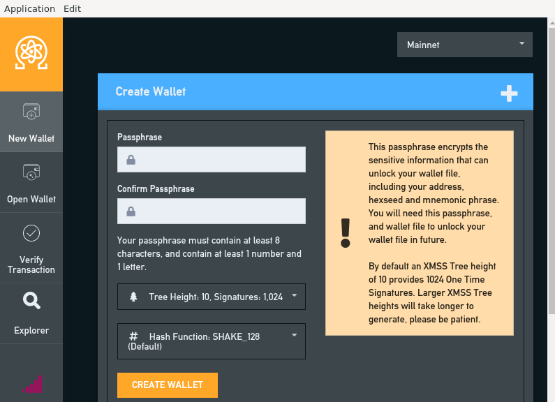 Screenshot of qrl-wallet