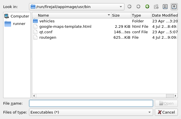 Screenshot of routegen
