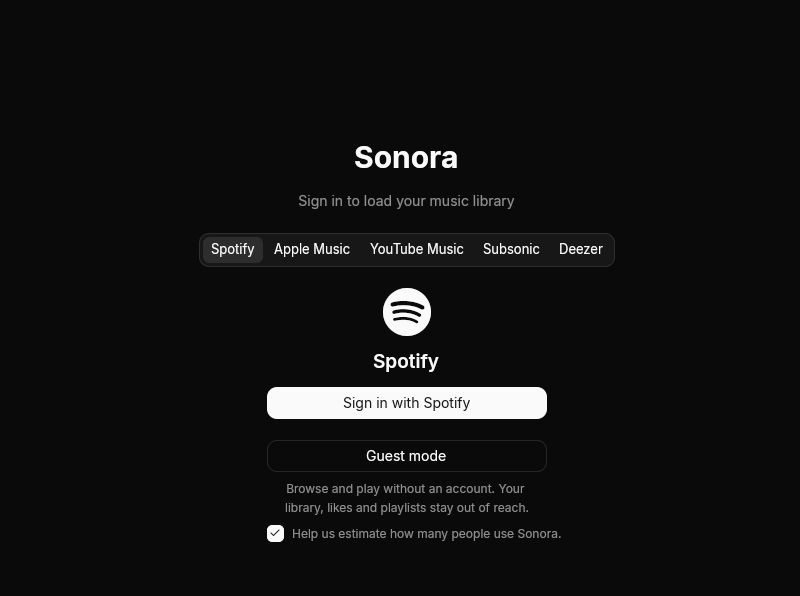 Screenshot of sonora