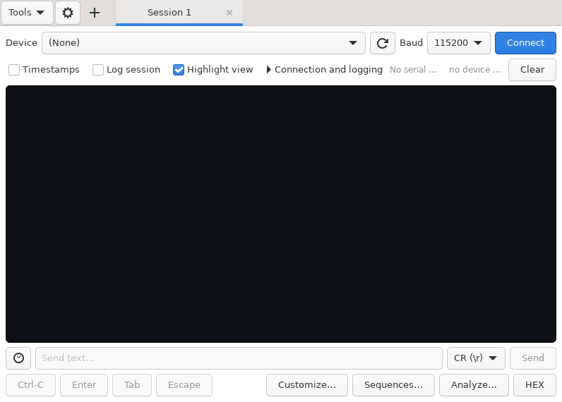 Screenshot of tio-gui